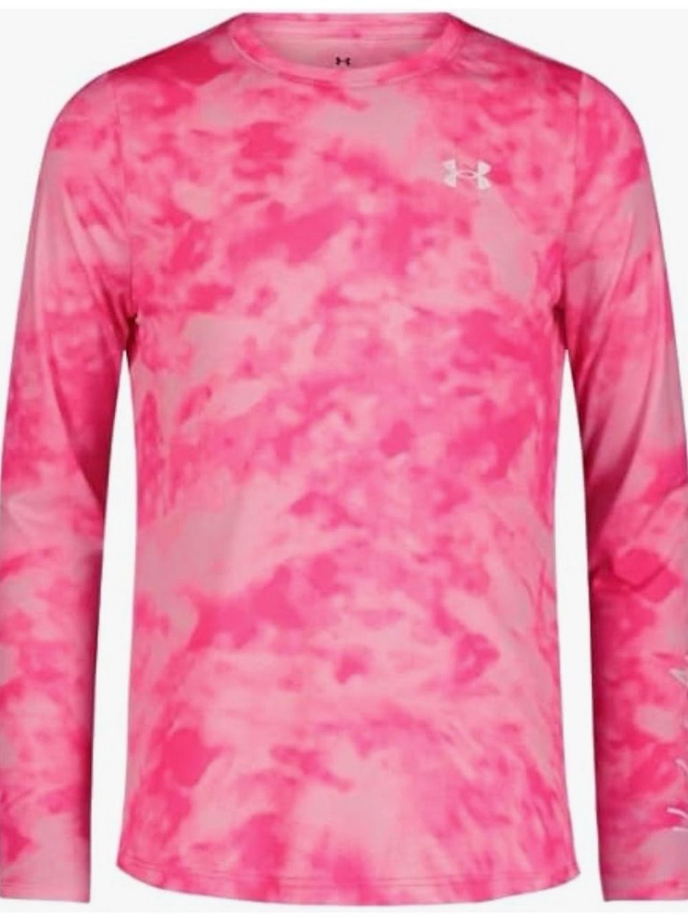 Under Armour Big Girls Hot Pink Tie-Dye Long Sleeve Rashguard, UPF 50+, NWT